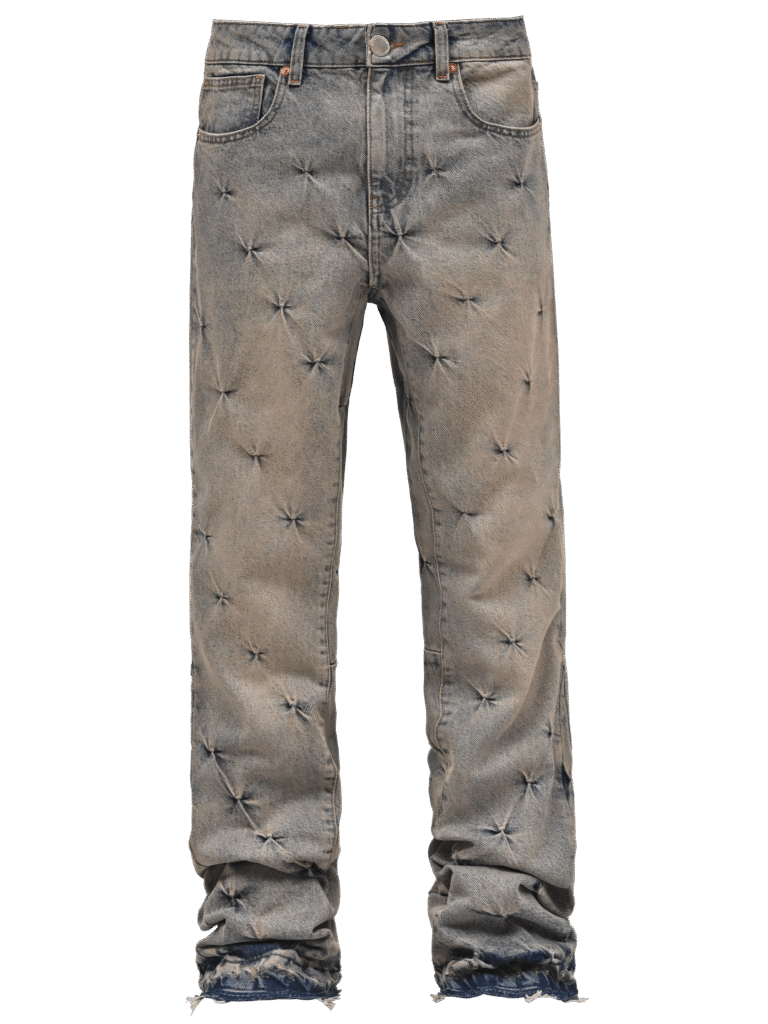 Cream Wash Pinched Flare Jeans