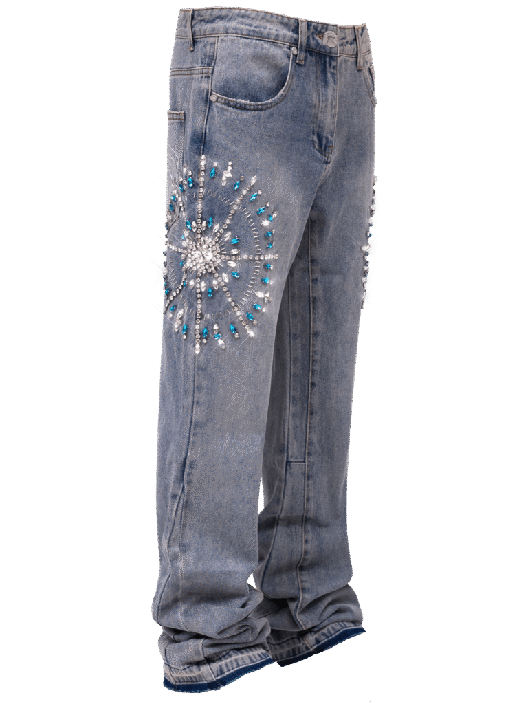 Light Stone Circle Diamond Denim