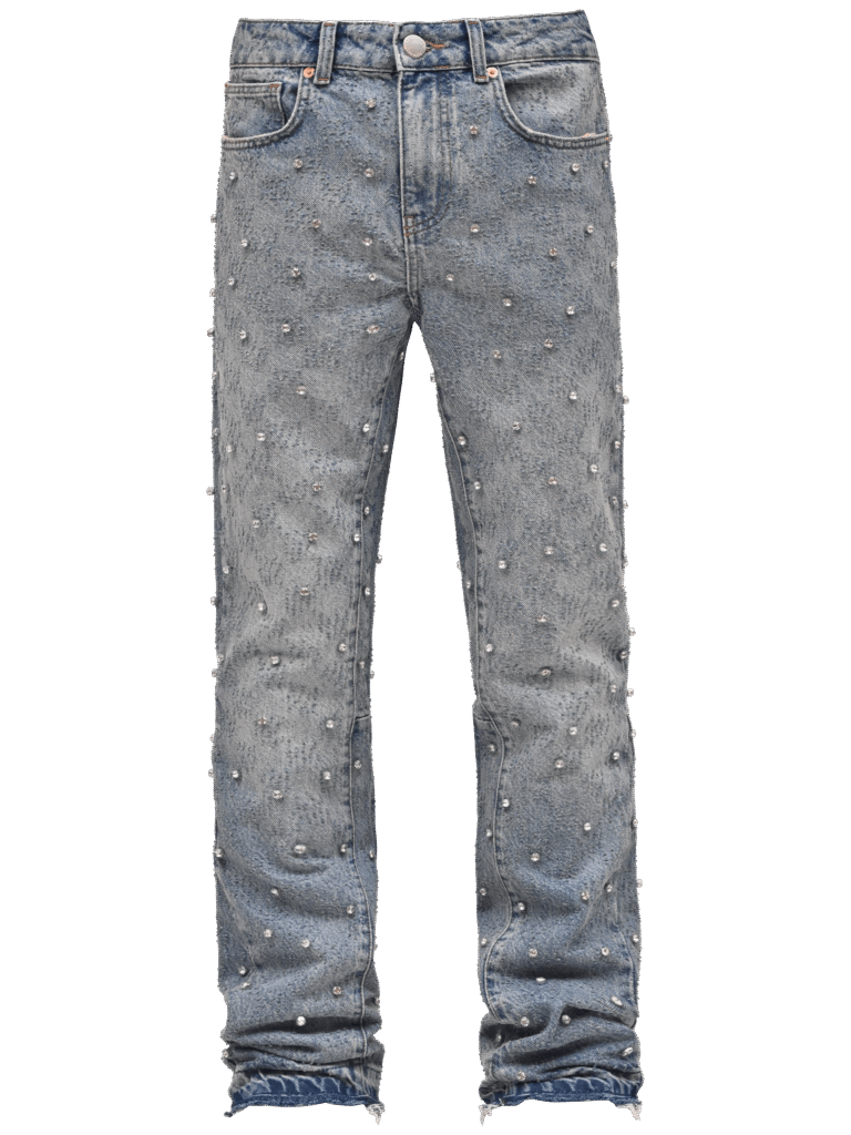 Light Stone Rhinestone Flare Jeans
