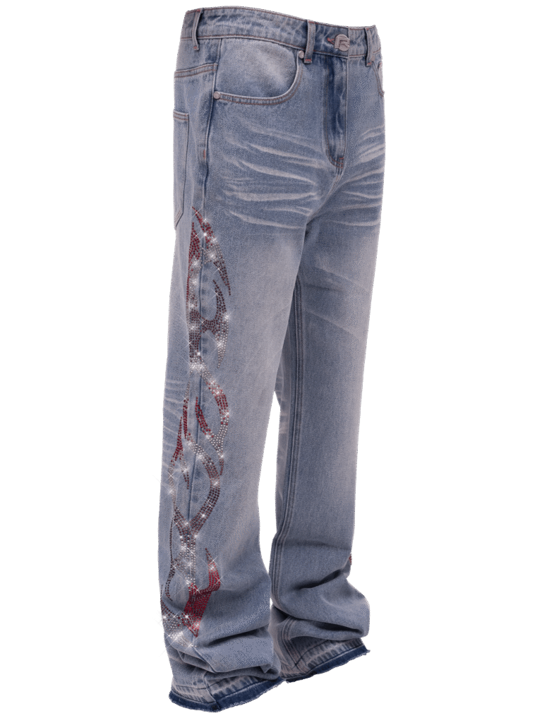 Light Stone Viper Flames Denim